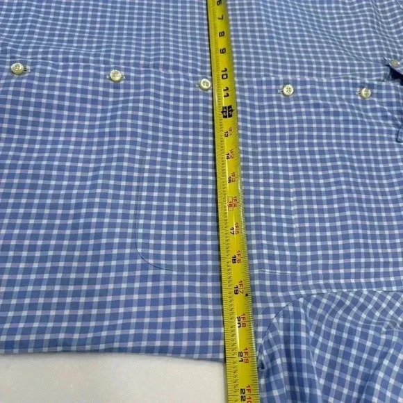 Peter Millar Shirt Mens Small Blue White Gingham Plaid Long Sleeve Button Down - Picture 5 of 8
